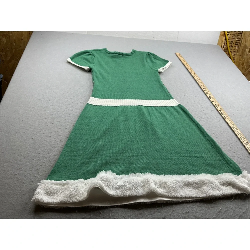 Star Wars Grogu Baby Yoda Holiday Sweater Dress Faux Fur Trim XL 14-16 Green